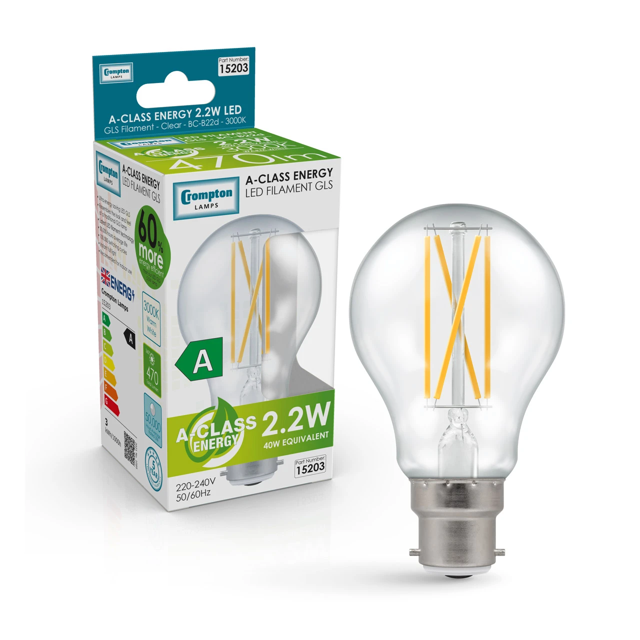 Crompton A-rated 2.2W LED bulb