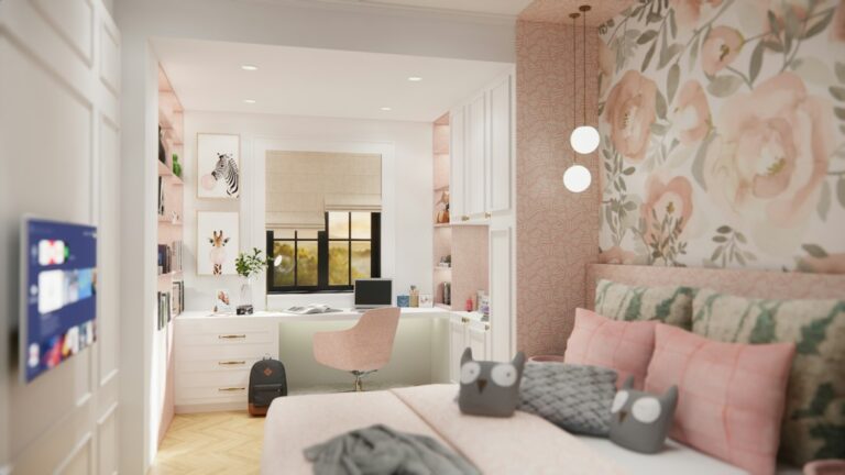 Bedroom with a double bed in an apartment