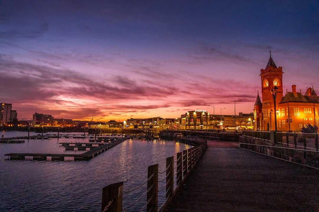Cardiff Bay with City Buildings and the Waterfront