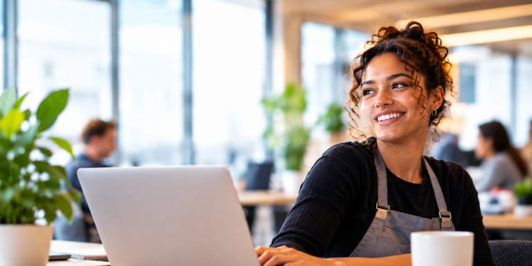 woman working at a laptop