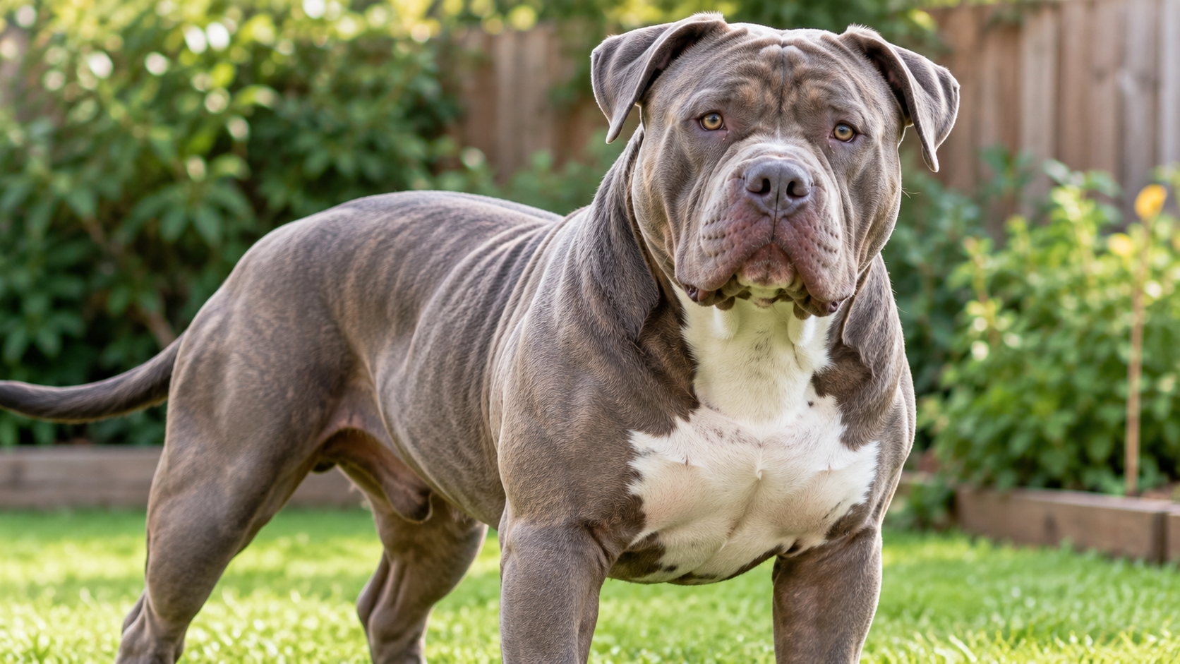Xl Bully Dog Standing in a Garden